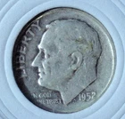 1952 D ROOSEVELT DIME - 90% SILVER - MELT VALUE $ 5.70 each - BCDR 10