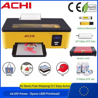 ACHI A4 DTF Transfer Film Flatbed Printer With DTF Film And 5 Bottle DTF ink