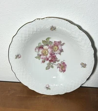 Vintage Schumann Arzberg Wild Rose Serving Dish Shallow Bowl Gold Gilded Edge