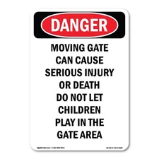 Moving Gate Can Cause Serious ANSI Danger Sign Metal Plastic Decal