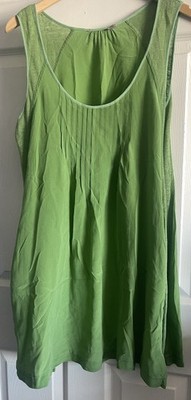 Calypso St Barth Silk Linen Dress M Pockets Pleated Sleeveless Scoop Neck 106551
