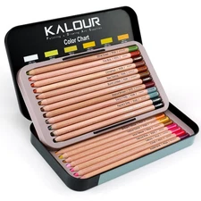 Pro Pastel Chalk Colored Pencils,24 Colors portrait set,Color Charcoal Pencil...
