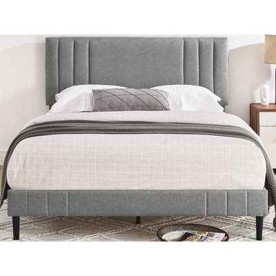 DeCoro Chicago Modern Tufted Upholstered Platform Queen Size Bed Frame, Grey