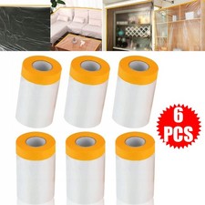 6-Roll Masking Film Painters Plastic Drop Cloth 55cmx20m w/ Tape Dust Protection