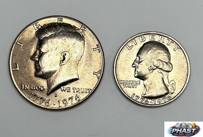 1976 Bicentennial Set of 2 Coins: Half Dollar and Quarter FREE SHIPPING