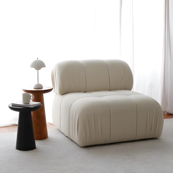 Moderne Sessel Polstersessel Einsitzer Wohnzimmer Sitzer Beige Stoff-image
