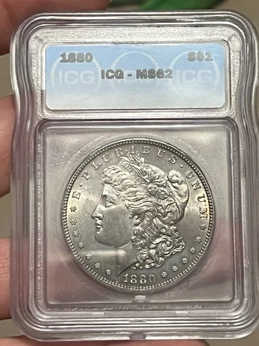 1880 Morgan Dollar  Vam 9 Overdate  Top 100  ICG MS62 Toned Nice Eye Appeal