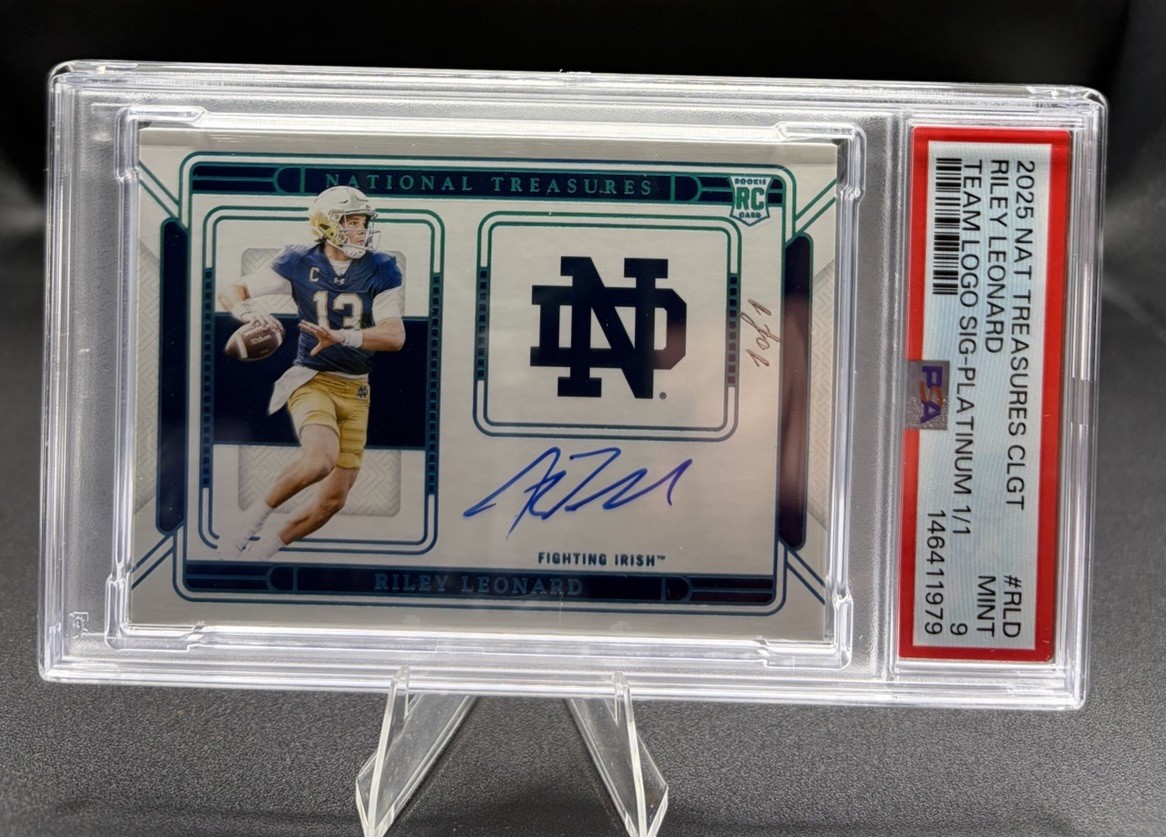 Riley Leonard Panini National Treasures Collegiate Team Logo Signature #RLD Base