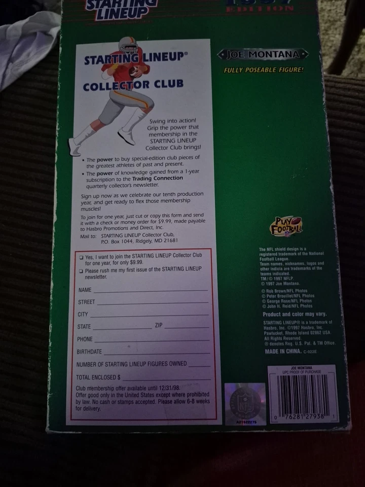 Hasbro Starting Lineup 1997 Edición Joe Montana San Francisco 49ers Posable Foto 3 de 4