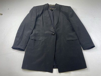 ESCADA Silk Blazer Jacket Women's Sz 42 Single Button Lined Shoulder Pads Black