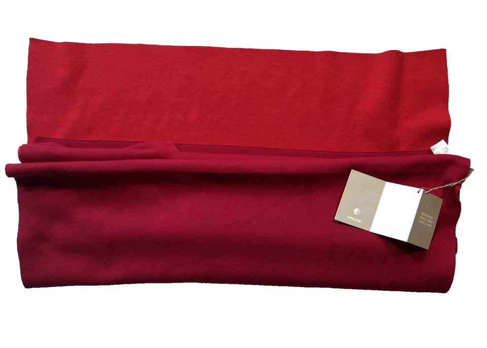 Novo! Envoltório de viagem reversível Chicos mistura de algodão vermelho tamanho único - 4 maneiras de usar presente - Imagem 2 de 4