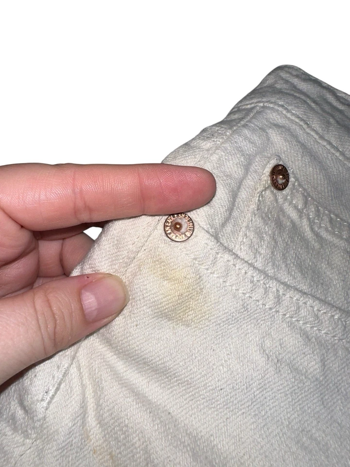 Pantalones Cortos American Eagle Hi Rise Off Blanco Denim Festival Bandera Estrellas Rayas Talla 10 Foto 2 de 4