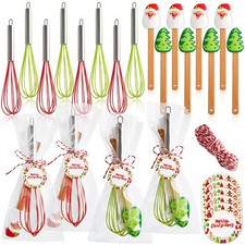 12 Sets Christmas Whisk Baking Supplies Gifts Sets Stainless Steel Whisk Sili...