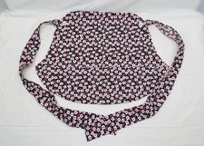 Vintage Handmade Apron Pink Flower Print Tie Back Short Apron Farm Cottagecore