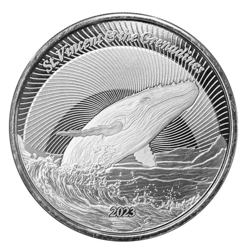 2023 - Humpback Whale - 1 oz .999 FINE SILVER EC8 St. Vincent & the Grenadines