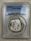 1941-D 50c Walking Liberty Silver Half Dollar PCGS MS66 Well Struck Nice Luster