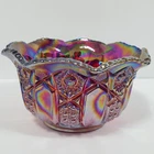 Vintage LE  Smith Glass Quintec Ruby Carnival Round Crimped Bowl 6" Ruffled Rim