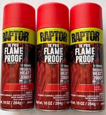 (3) UPOL RAPTOR UP4943 FLAT RED 1K PRO FLAME PROOF 10 oz SPRAY CANS UP TO 2000º