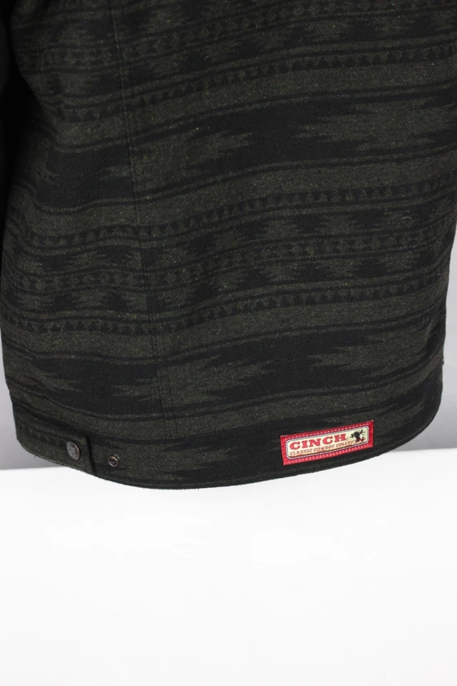 Cinch 男式内衬卡车司机夹克按扣森林绿色黑色 MWJ1921002 — 第 4/4 张图片