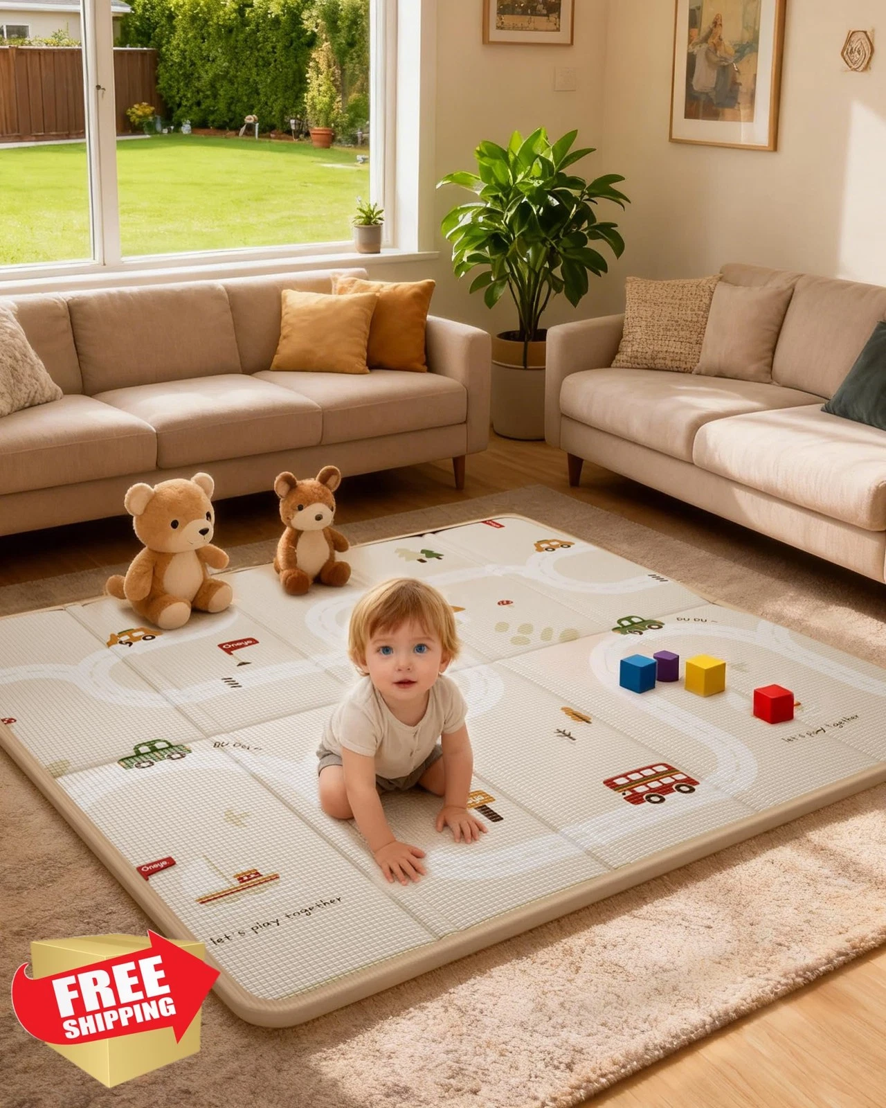Oneye Baby Play Mat 50x50 XPE Foam Foldable Reversible