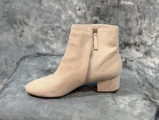 Fast ship-Halston Leather Low-Cut Ankle Boots | Cream | New | Size Women's 10