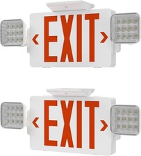 Emergency Exit Signs With Lights Hardwired Battery Backup - 2-pack