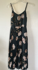 A New Day Floral Pleated Midi Dress XS Adjustable Straps Lined Summer Garden