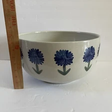 Vintage HUGE Louisville Stoneware  Bachelor Buttons Cornflower Bowl LOCAL PICKUP