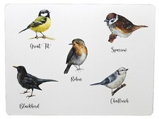 4er Set Tischsets Unterseite aus Kork abwischbar Vögel Gartenvögel Mars & More