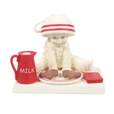 Snowbabies 6008147 STEALING SANTA'S MILK & COOKIES Bisque Porcelain Figurine/D56