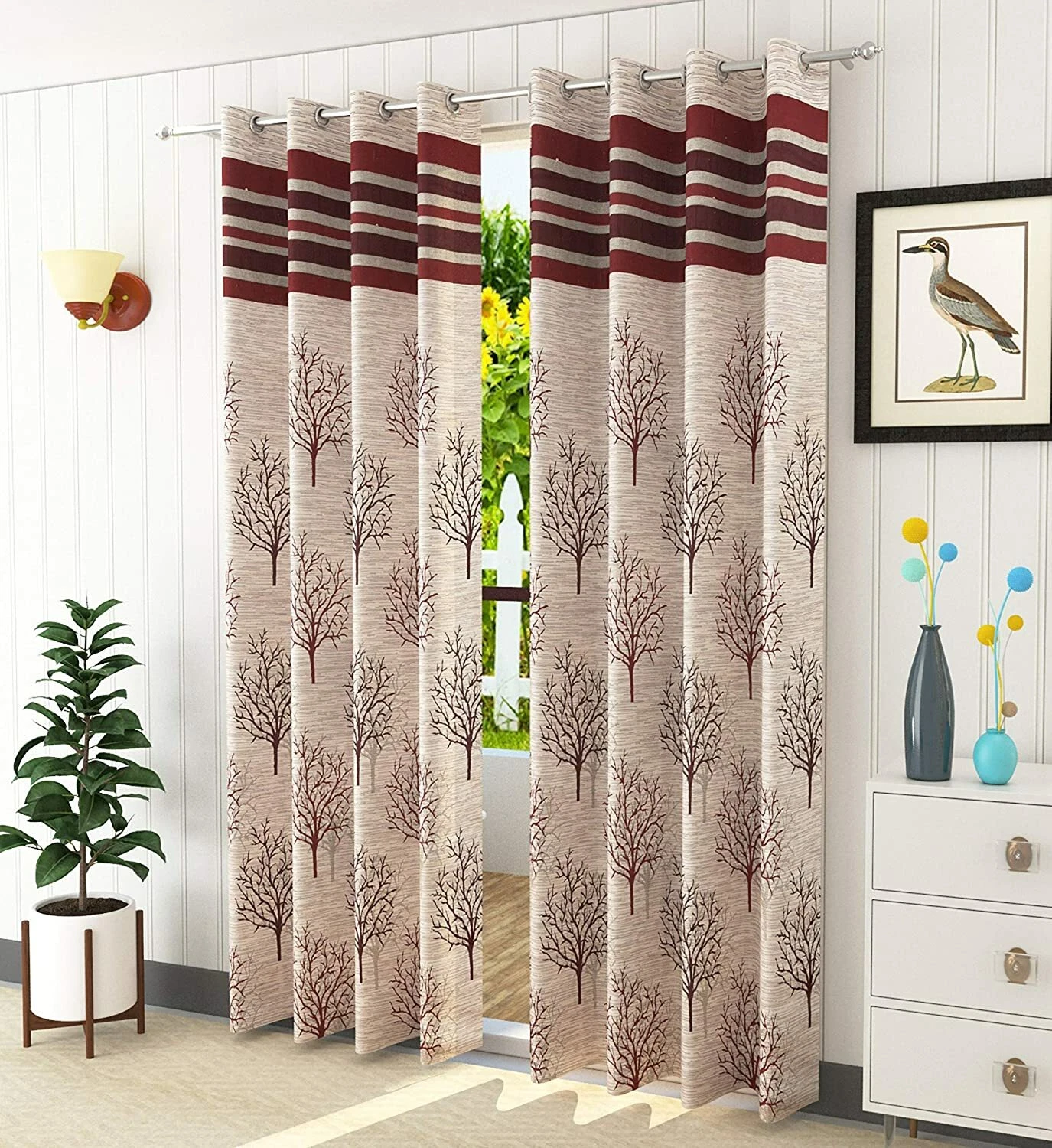 Nuevo Juego De Cortinas Para Puerta Con Ojal De 2 Piezas - 7 Pies