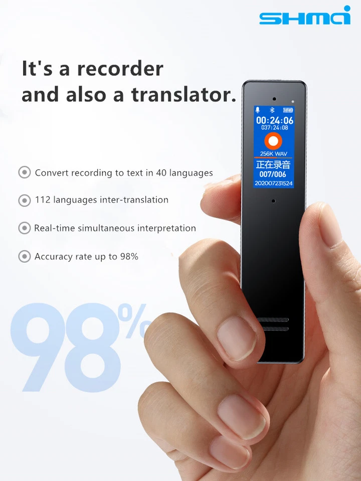 Shmci T3 Speech to Text Digital voice recorder Bluetooth Translator Dictaphone - Image 4 of 4
