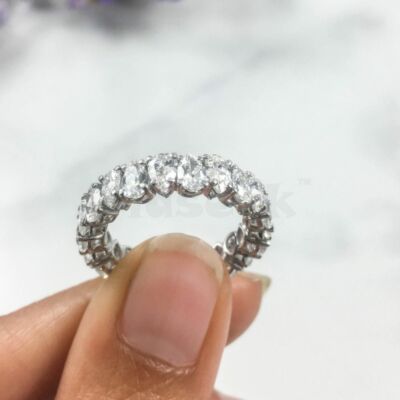 10Ct White Pear Cut Stone Eternity Wedding Band Ring Solid 925 Sterling Silver