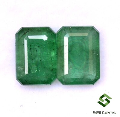 SBI Gems 1,96 Cts Natürliche Smaragd Octagon Paar 7x5 mm unbehandelt