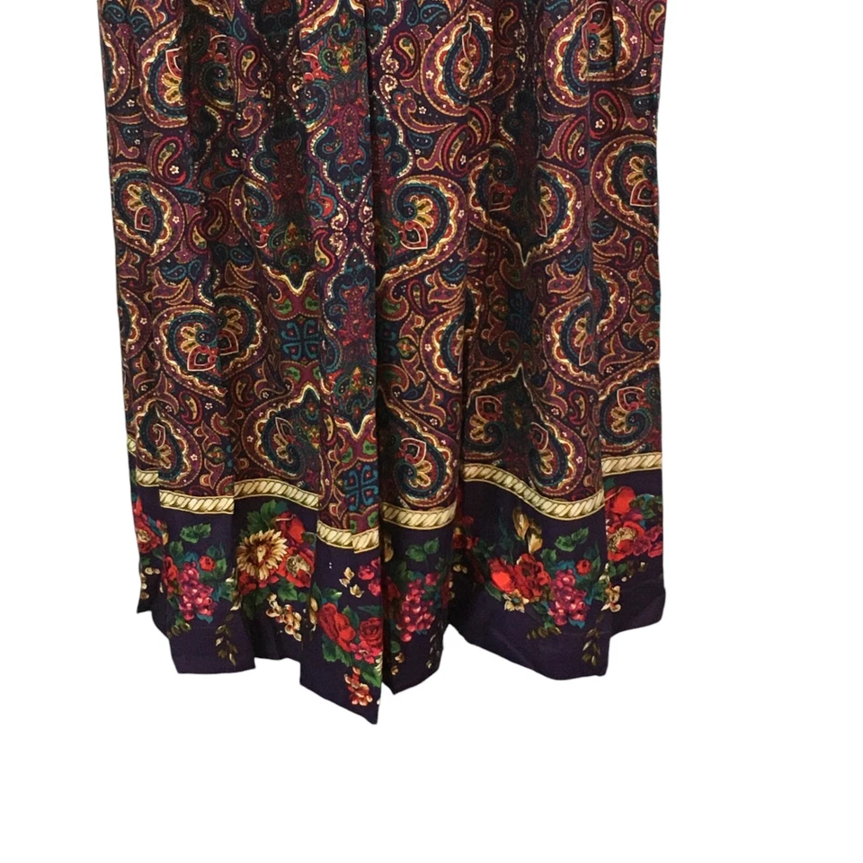 Falda Susan Bristol Púrpura Azul Rojo Plisada Paisley, Dobladillo Floral 12, 28-30 Cintura Foto 3 de 4