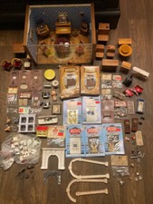 Over 100 Vintage Dollhouse Miniature Furniture Wooden Plaster Metal Rug MixedLot