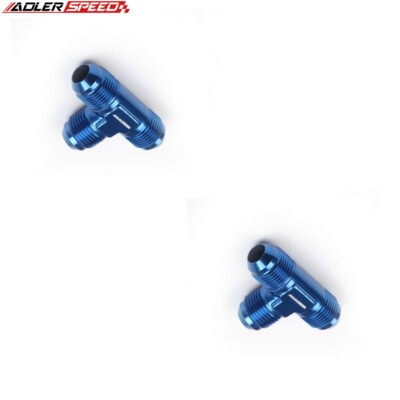 US SHIP 2PCS -10AN to 10AN to AN-10 Male 3-Way Tee T-piece Fitting Adapter Blue