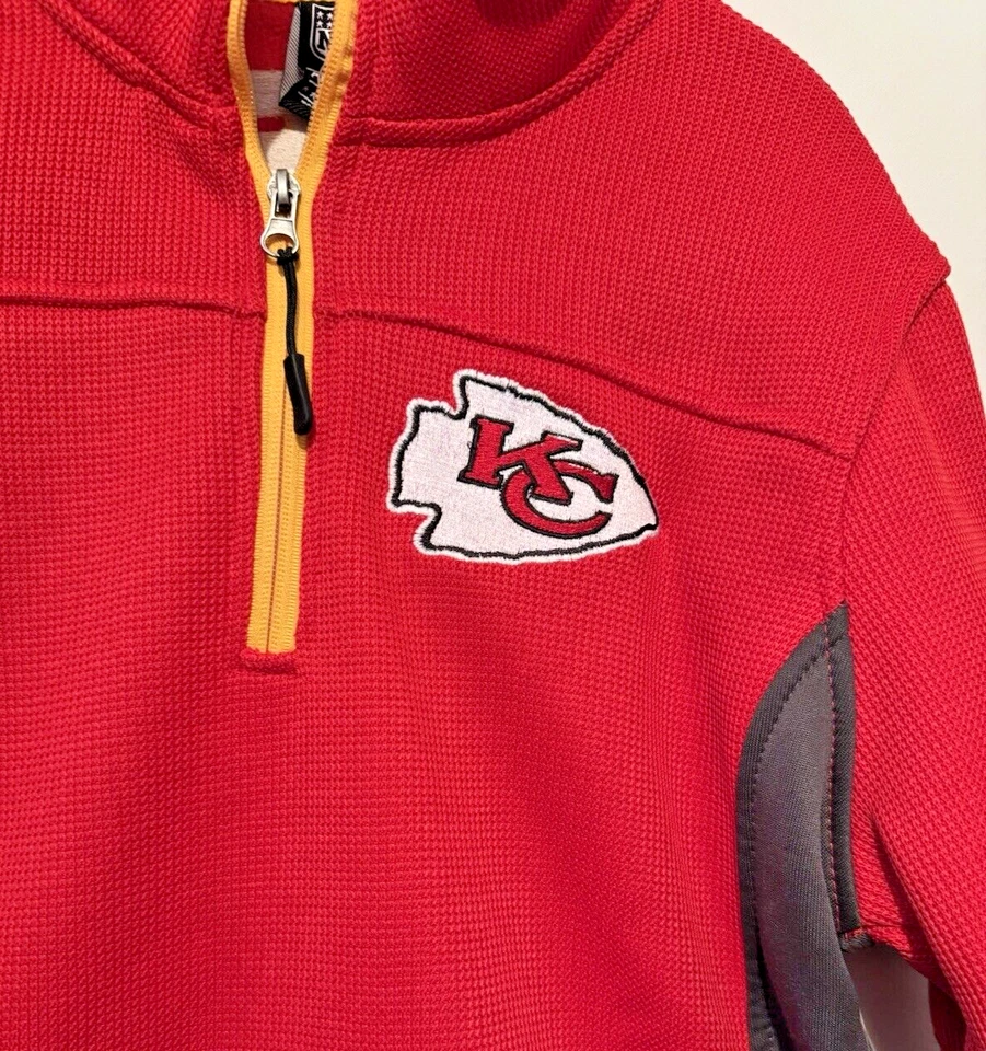 Kansas City Chiefs Adulto Grande Equipo NFL Ropa Cuarto Cremallera Chaqueta Forro Polar Foto 2 de 4