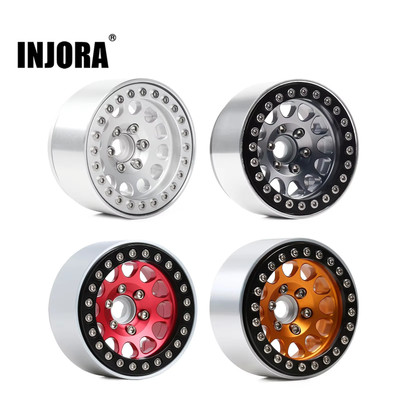 INJORA 4Pcs 1.9 Beadlock Wheel Rims CNC Aluminum for 1/10 RC Crawler TRX4