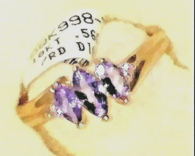 Neu mit Etikett neu feiner Ring 10k Gold NATÜRLICH blau violett MQ Tansanit Diamant Akzente Gr. 7