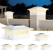 Solar Post Cap Lights Outdoor Waterproof Powered Deck Fence Lights for 4x4 Wood