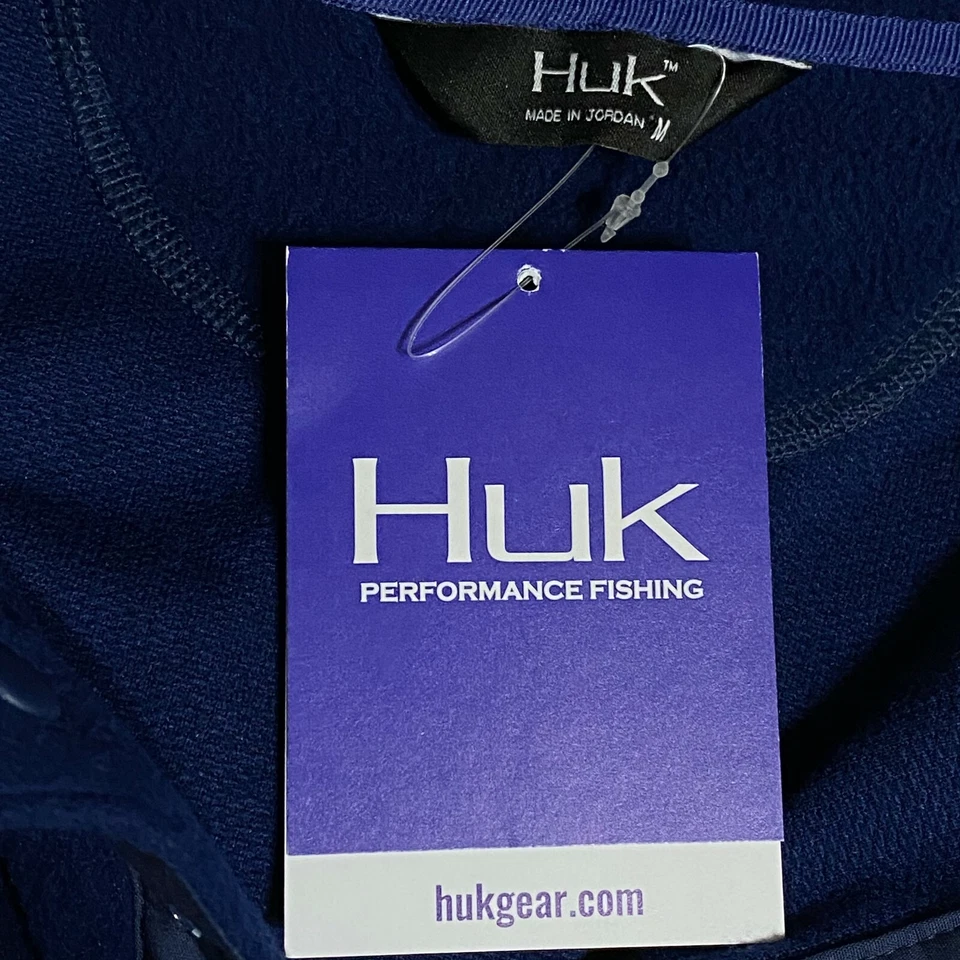 HUK Mens Performance Fishing Channel Pop Over Fleece Jacket Navy Blue Size M $90 - Image 3 of 4