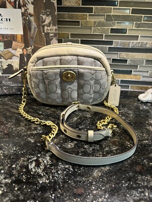 COACH Small Camera Bag In Signature Canvas W Quilting Crossbody