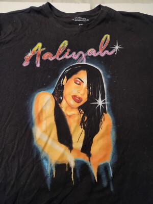 Aaliyah Size 2XL R&B Singer Pop T-Shirt Black Tee 90's Hip Hop | eBay