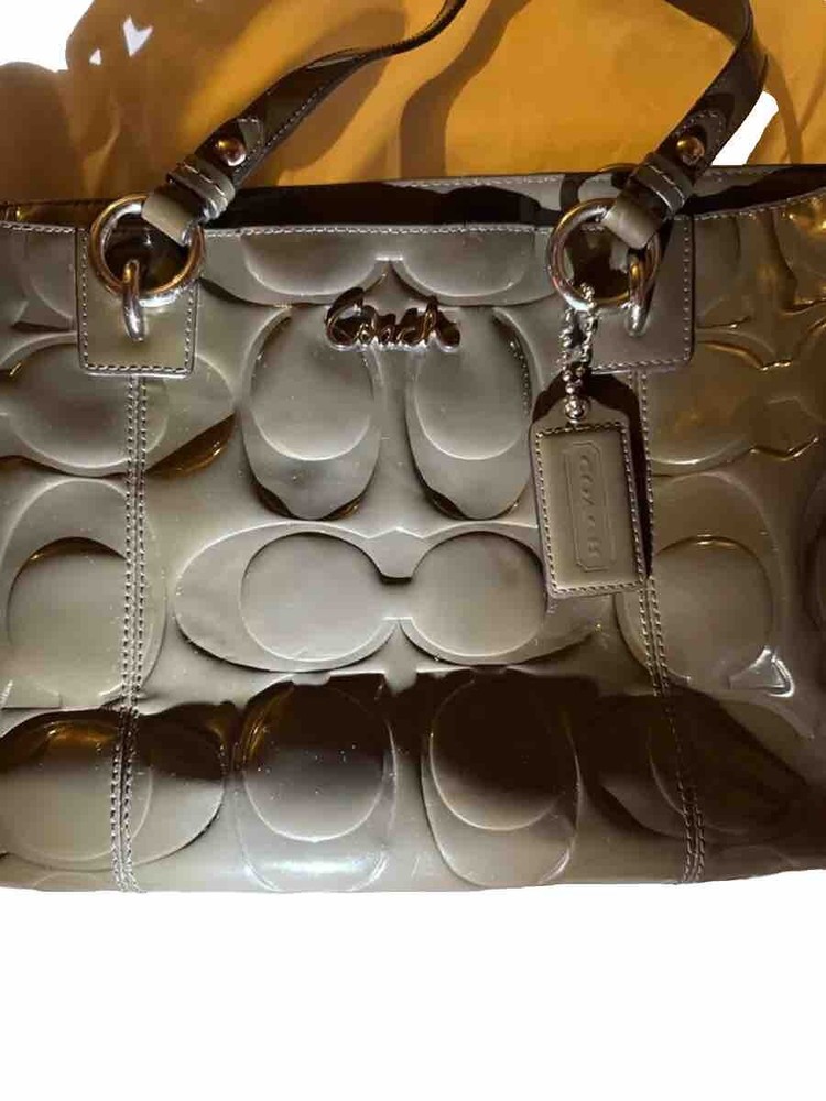 Large COACH Gray Patent Leather Handbag