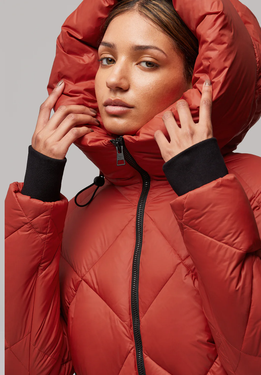 Soia & Kyo Down Puffer Jacket Coat 90% Down 700+ Fill Red Orange