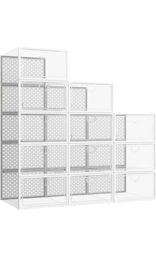 Pinkpum Schuhaufbewahrungsboxen, durchsichtige Vorderseite blickdichte Seiten bis Herrengröße 11 oder Wmns 12 - Bild 1 von 6