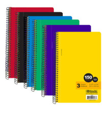 1 book of Bazic College Ruled 150 Ct. 9.5" X 5.75" 3-Subject Spiral Notebook