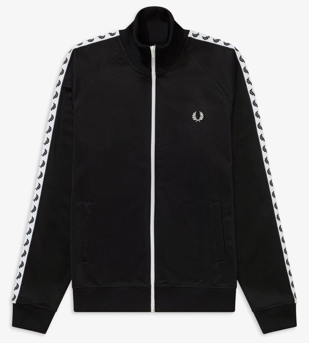 FRED PERRY TAPED TRACK JACKET BLACK FULL ZIP J6231 198 NEW FRED PERRY TAPED TRACK JACKET BLACK FULL ZIP J6231 198 NEW