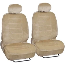 Regal 4 Pcs Low Back Beige Seat Covers for Trucks SUVS Vans - Front Pair